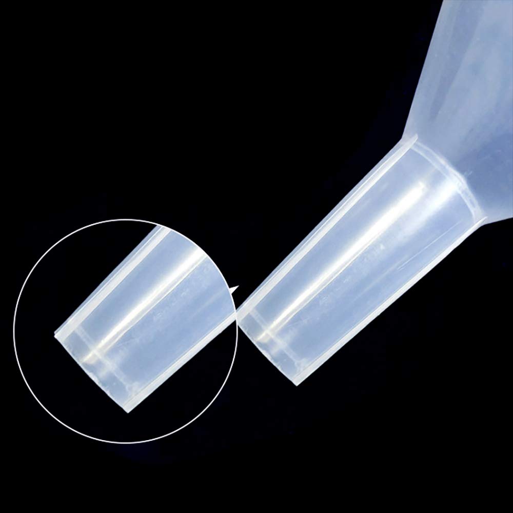 DEDC 4 Pack Clear Plastic Filter Funnel, Small Oil Funnels for Filling Bottles, Liquid Transfer Funnel for Kitchen, Laboratory, Garage, Car, 5.9 inch Dia Mouth
