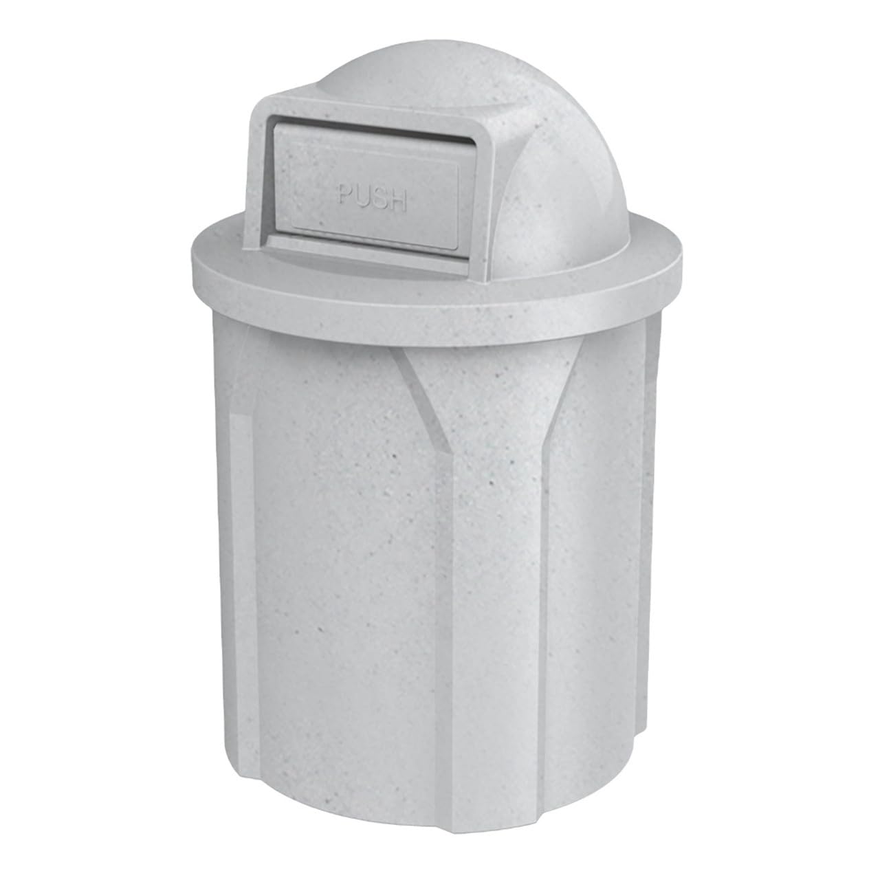 42 Gallon Circle 100% Recycled Plastic Heavy Duty Outdoor Commercial Trash Can with Push Open Dome Lid and Internal Liner | Great for Schools and Businesses - Light Granite