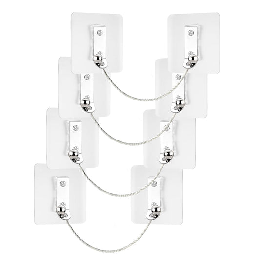 Furniture Anchors 4 Pairs No Drill Heavy Duty Anchors Fridge Lock Adjustable Self-Adhesive Safety Anti Tip Straps for Baby Proofing 220lbs Tension Earthquake Resistant Metal Straps Prevent Falling