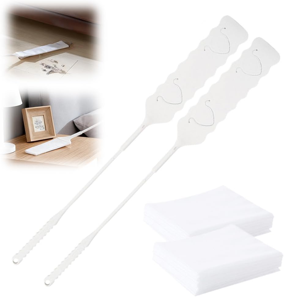 Retractable Gap Dust Cleaner, Bendable Microfiber Duster for Household Flat Duster for Under Appliances, Retractable Gap Dust Cleaning Artifact Extendable Dusters with Nonwoven Fabric (2, White)