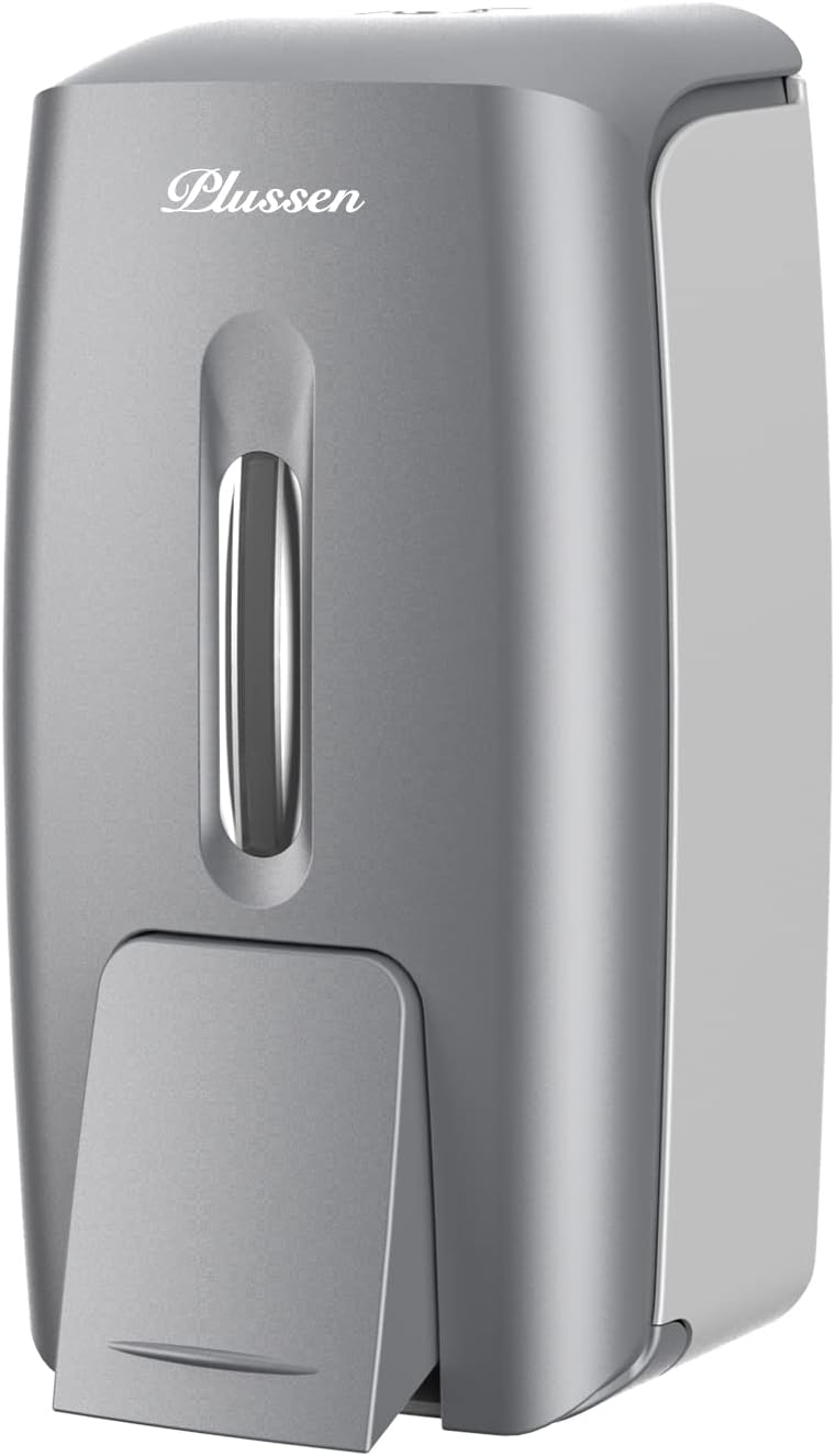 Soap Dispenser Wall Mount Adhesive Commercial Soap Dispenser 800ml No Drill Hand Sanitizer Dispenser for Bathroom Support Liquid and Gel,Silver-PN9088