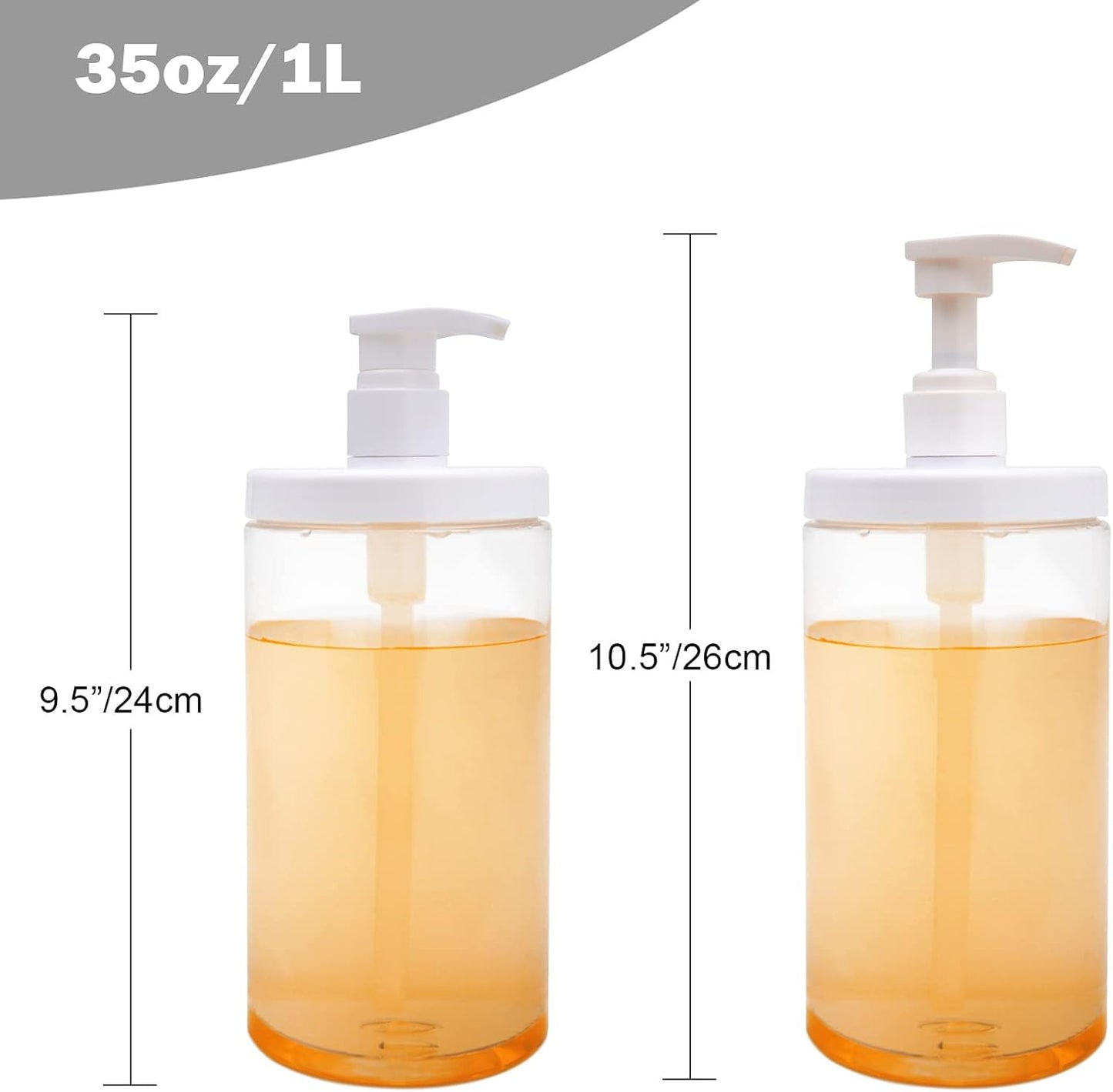 Cosywell Pump Bottle Dispenser Plastic Pump Bottles Refillable Bottles Wide Mouth Jar Style Empty Pump Bottles Bathroom Shower Containers for Lotion Shampoo Conditioner (White, 3X 1000ml)