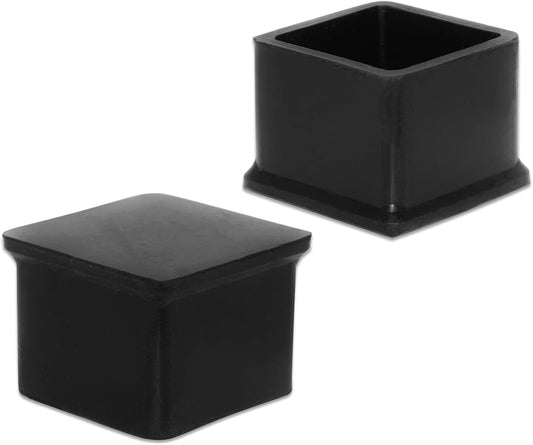 Flyshop Durable Non-Marking Silicone Chair Leg Caps Tips Floor Protectors Square Furniture Table Leg Covers, 20pcs, Black, 30 mm x 30 mm, 1-3/16" x 1-3/16"