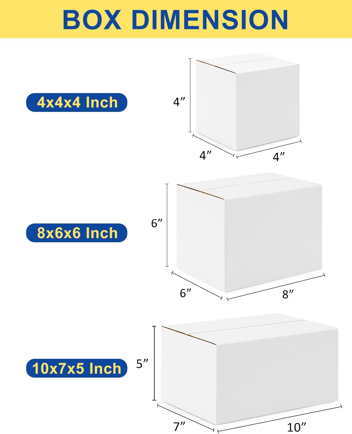 Assorted-Sizes-Shipping-Boxes-45-Pack: 4x4x4 & 8x6x6 & 10x7x5 Small-Shipping-Boxes-Mailers, White Corrugated-Cardboard-Boxes-for-Packing-Small-Business Mailing