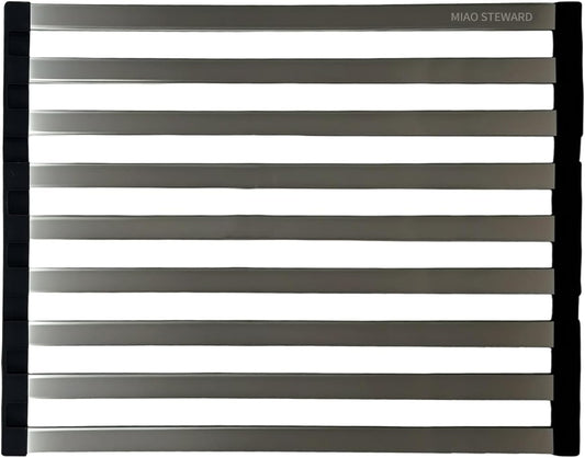 Foldable Dish Drying Rack, Over The Sink Dish Drying Rack ，Dish Drying mat，Dish Drying mats for Kitchen Counter，Stainless Steel Multifunctional mat (19.69×12.8in)