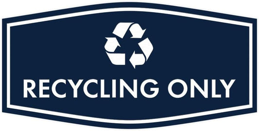 Fancy Recycling Only Sign (Navy Blue/White) - Large