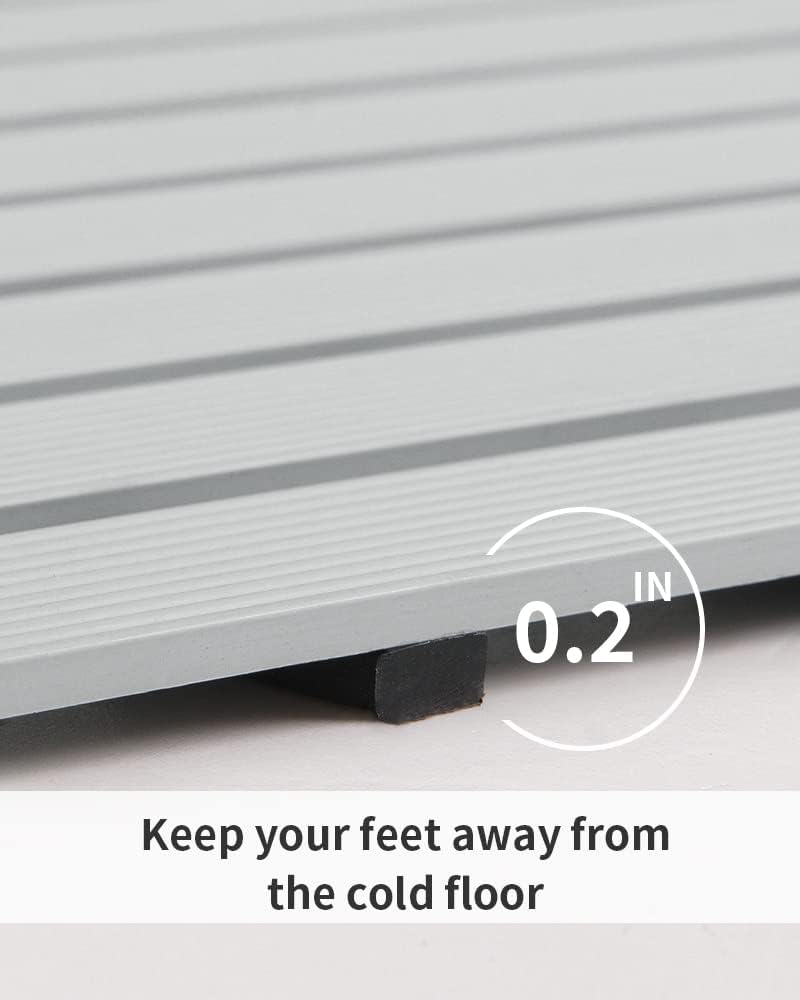 PADOOR Shower-Mat Non Slip, Heavy Duty Bathtub-Mat Curlable Quick Drain Sturdy Bath Tub Mat Without Suction Cups for Indoor Outdoor Use 17x36 Inch Grey