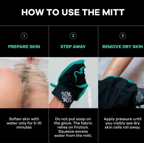 Dermasuri - Deep Exfoliating Glove - Polishing Mitt Body Scrubber - Korean Skin Cleaner Exfoliator - Dead Skin Buffing Treatment - Gifts for Women & Men - Keratosis Pilaris Scrub Remover - (2 Pack)