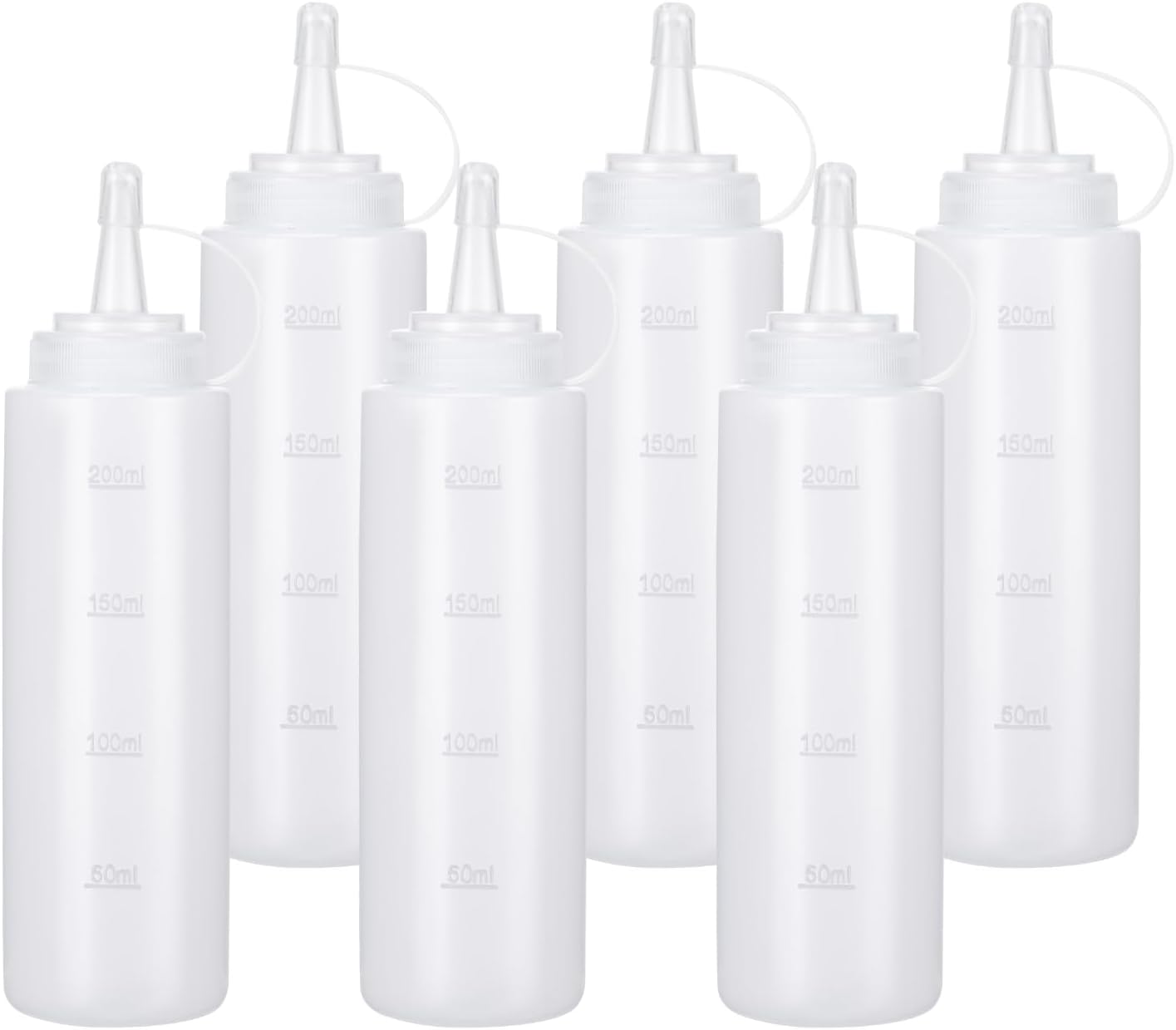Condiment Squeeze Bottles Ketchup Dispenser, 6 Pack 8oz Squeeze Bottles for Liquids, Plastic Sauce Bottle with Cap Lid, Squirt Bottles for Sauces Liquids BBQ Dressing Pancake Art