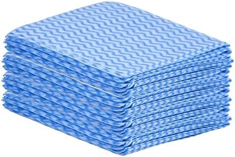 Superio Handy Wipes for Kitchen - Blue Reusable Multi-Purpose Heavy-Duty Cleaning Cloth for House, Bathroom, and Office. Disposable Dish Towel (25)