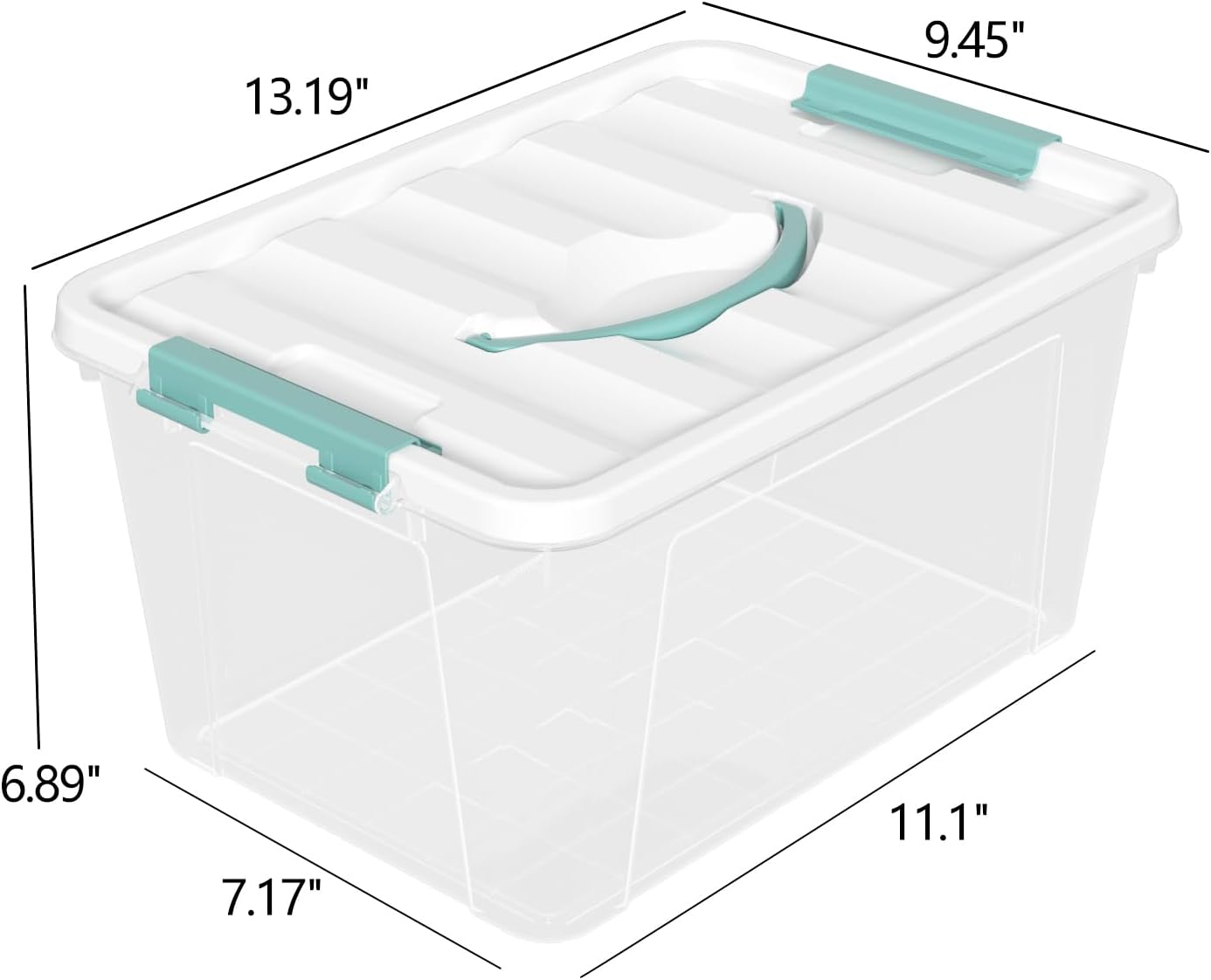 6-Pack Clear Storage Latch Bins, 14 L Plastic Storage Boxes with Lid