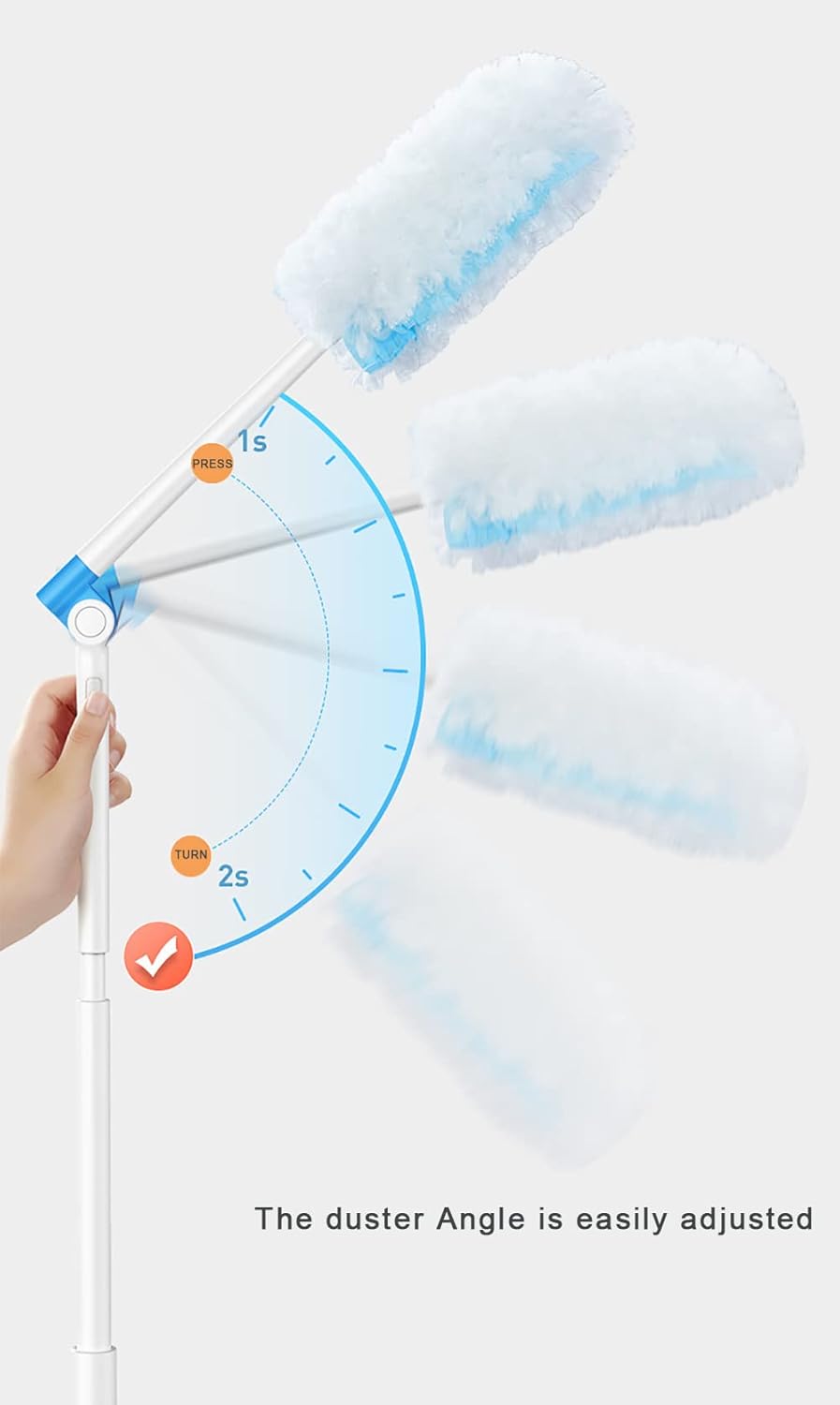 360 Degree Dusters Multi Surface Duster Refills Kit Extender Handle (1 Long Handle to + 1 Short Handle + 12 Duster Refills)