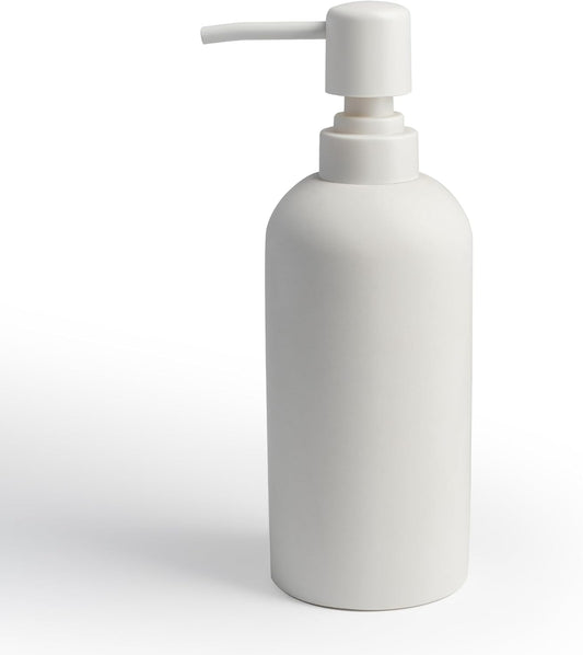 Soap Dispenser - Refillable Resin Pump Bottle for Shampoo, Body Wash, Shower Gel, Lotion, Dishsoap - Modern Decorative Accessories for Kitchen, Bathroom, Countertop - 12.5 oz (White)