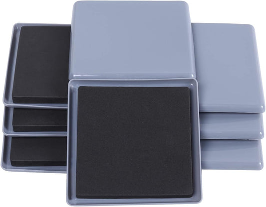 Ezprotekt 8 Pack Reusable Large Furniture Movers Sliders for Carpet, 5" Square Furniture Moving Pads, Carpet Sliders for Heavy Duty Sofa Bed Fridge, Move Items Quickly and Easily (Light Blue)