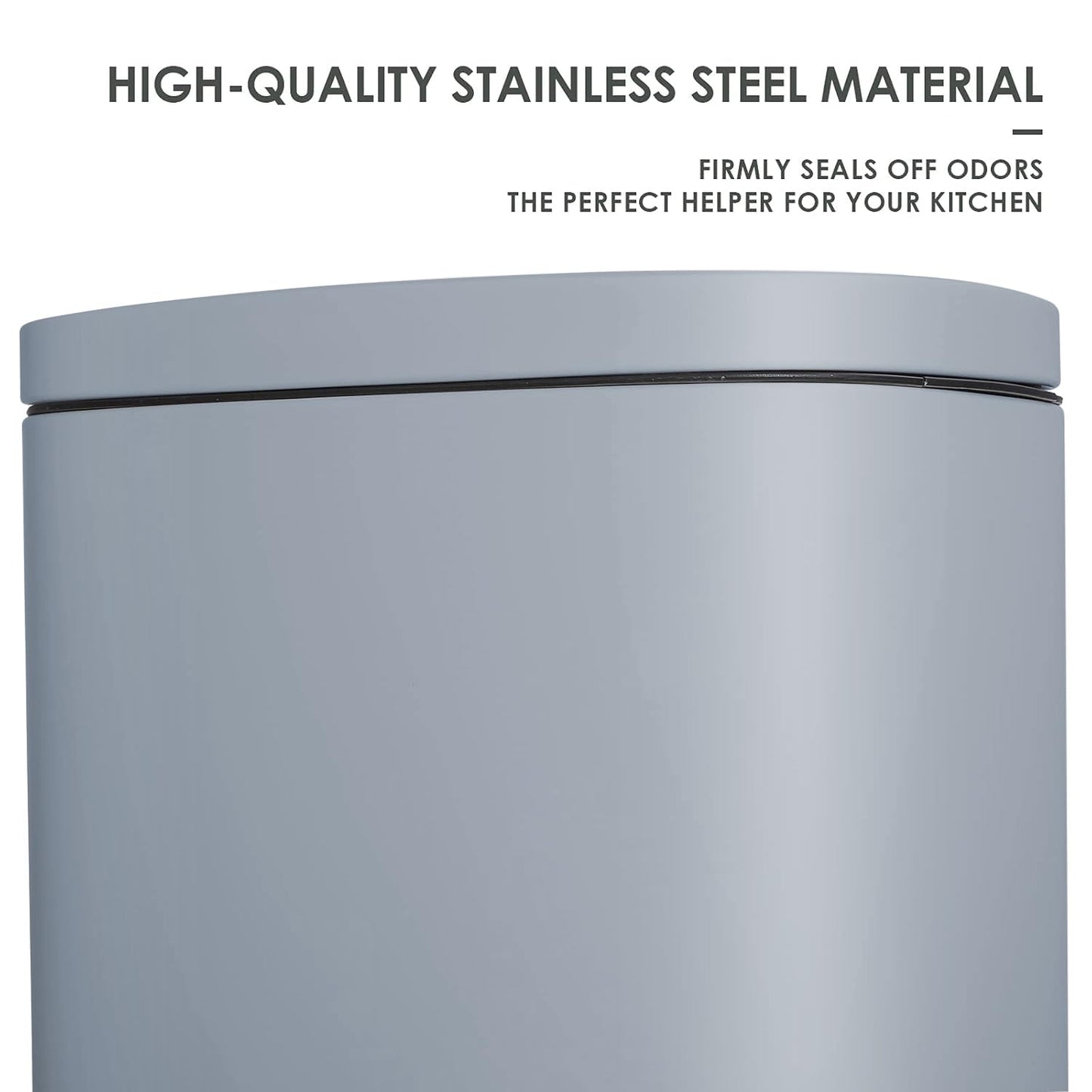 AthLike Trash Can, Stainless Steel Kitchen Garbage Can, Step Waste Bin with Hinged Lid and Removable Inner Bucket, Soft-Close, Dustbin for Bathroom Bedroom Living Room Home (Haze Blue, 8 Gal)