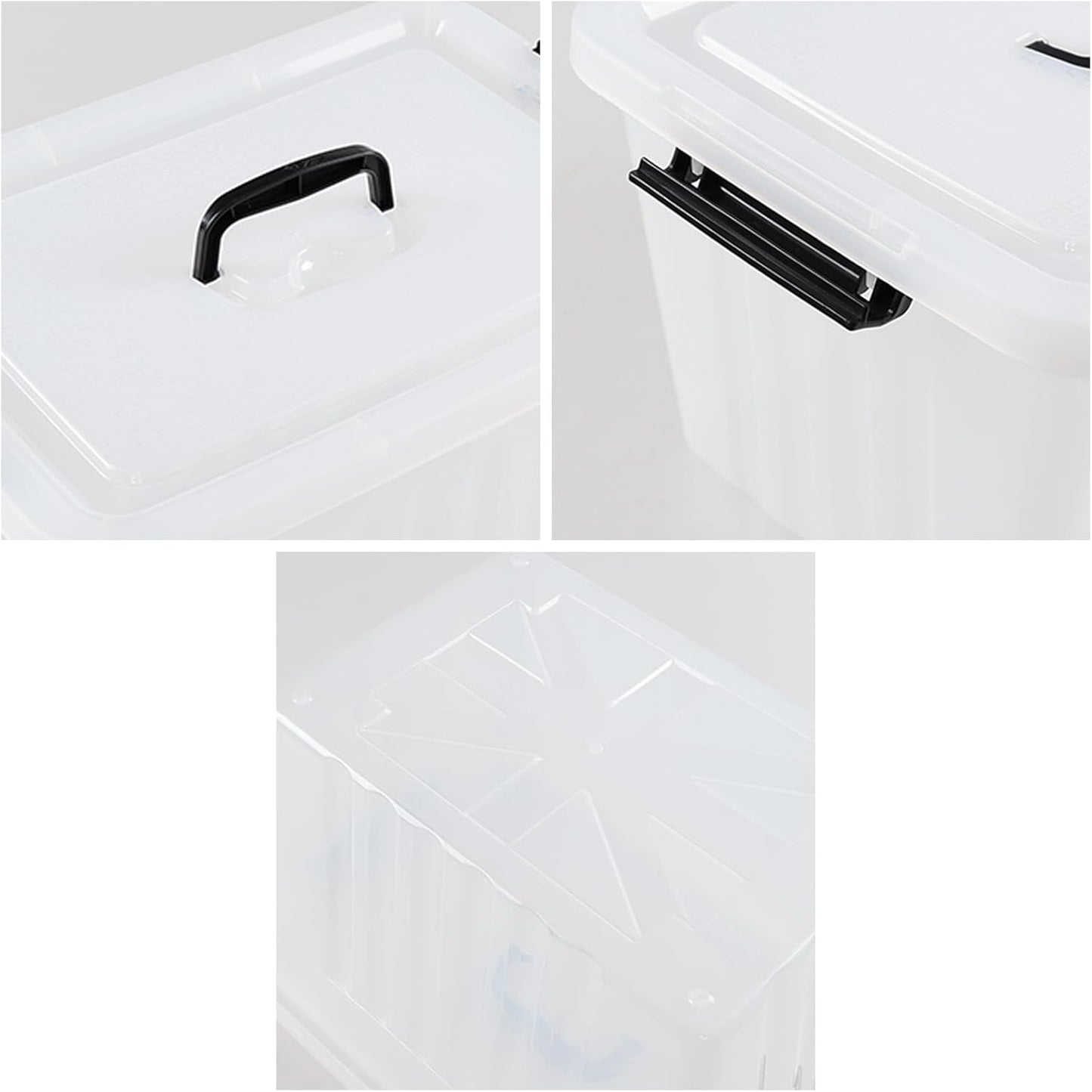 Bringer 4-Pack Clear Plastic Latching Storage Box, 18 L Storage Bin with Handle