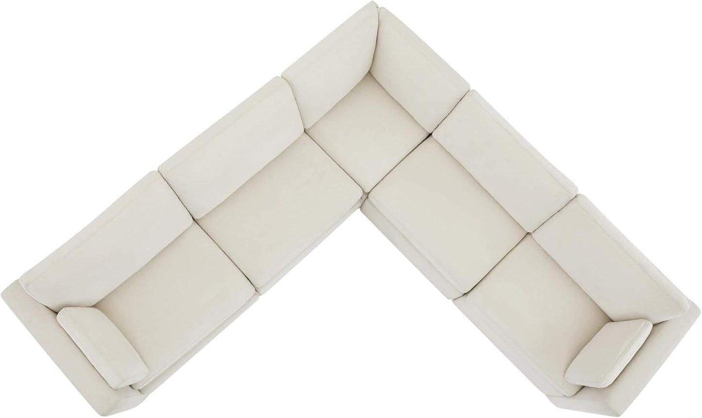 CHITA Oversized Corner Modular Sectional Fabric Sofa Set, FSC Certified Extra Large 5 seat V Shaped Corner Sectional Cloud Couch for Living Room, 106 inch Width,4 Seat and 1 Middle Corner, Linen