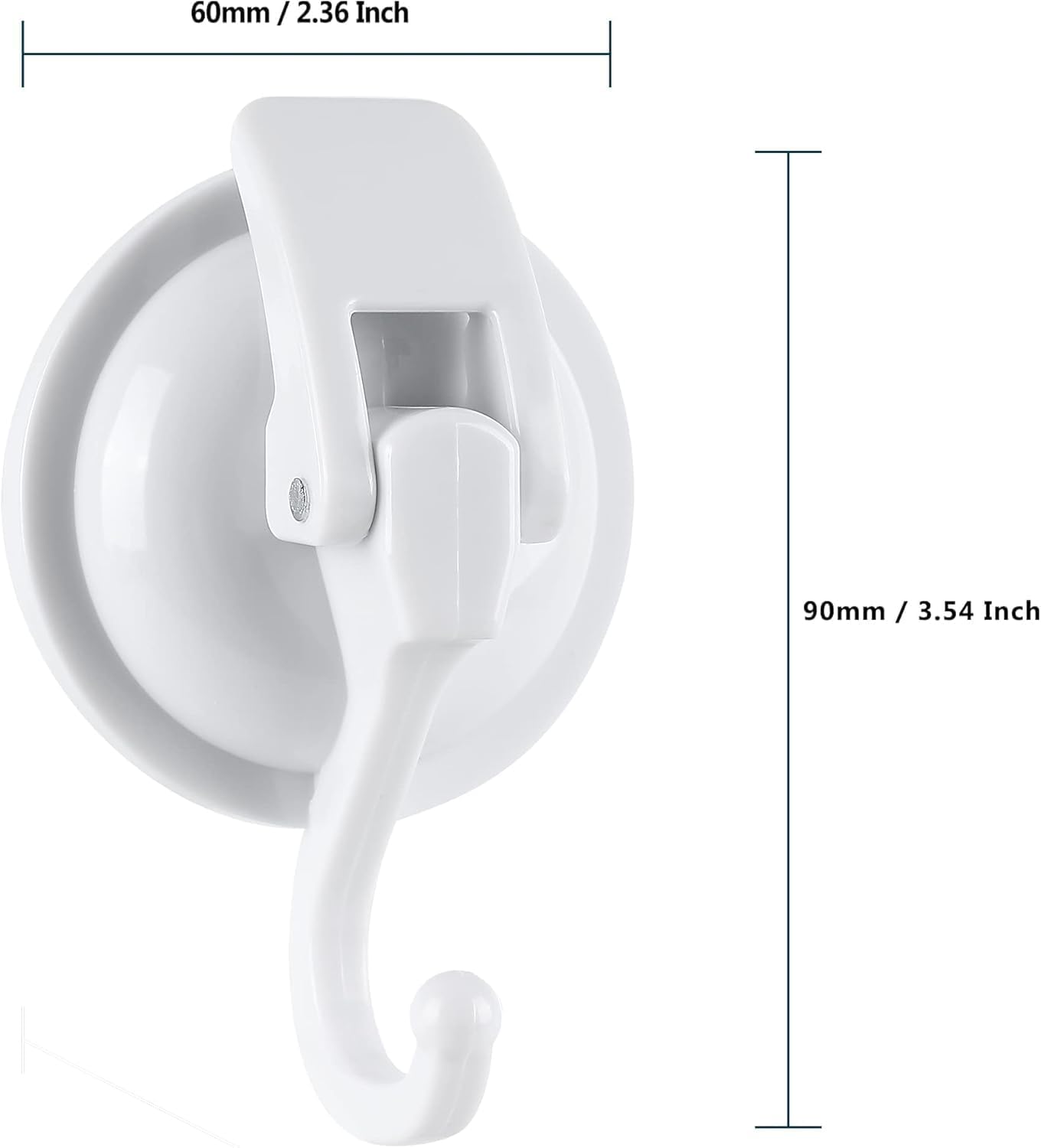 Heavy Duty Suction Cup Hooks for Shower, Bathroom Robe - Vacuum Glass Hooks, Reusable, No Hole Punched, for Garland Decoration (White, 6 Pack)