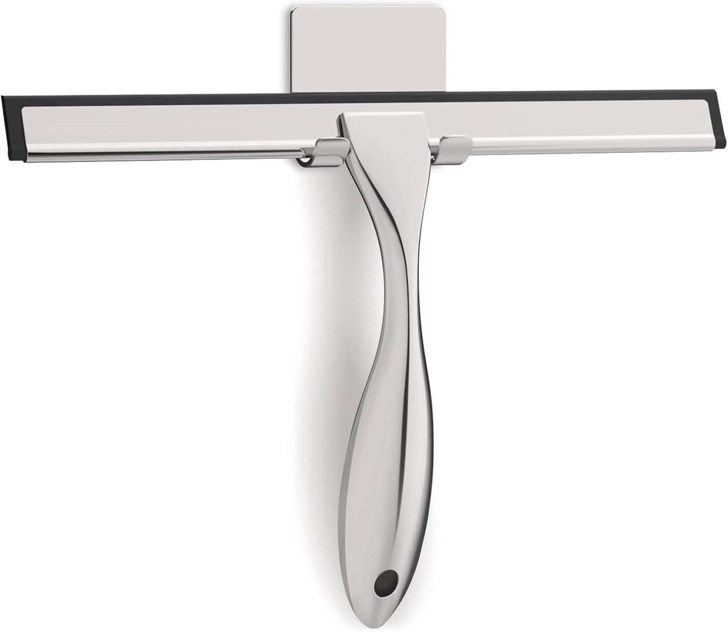 All-Purpose Stainless Steel Shower Squeegee for Glass Doors with Adhesive Hooks, Squeegee for Shower Glass, Bathroom Household Cleaner Tool for Window Mirror Tile Wall Car, 10 Inch Silver