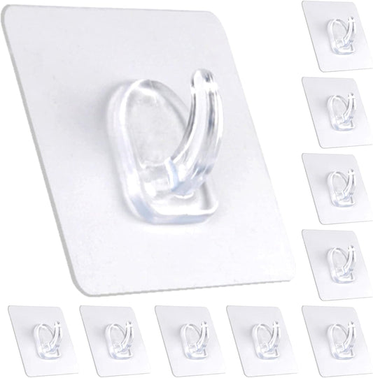 Adhesive Hooks, Heavy Duty Utility Hooks 20 lb(Max) Waterproof and Oilproof Removable, 20 Pack Seamless Hooks Reusable Wall Hook for Kitchen Bathroom Bedroom Office