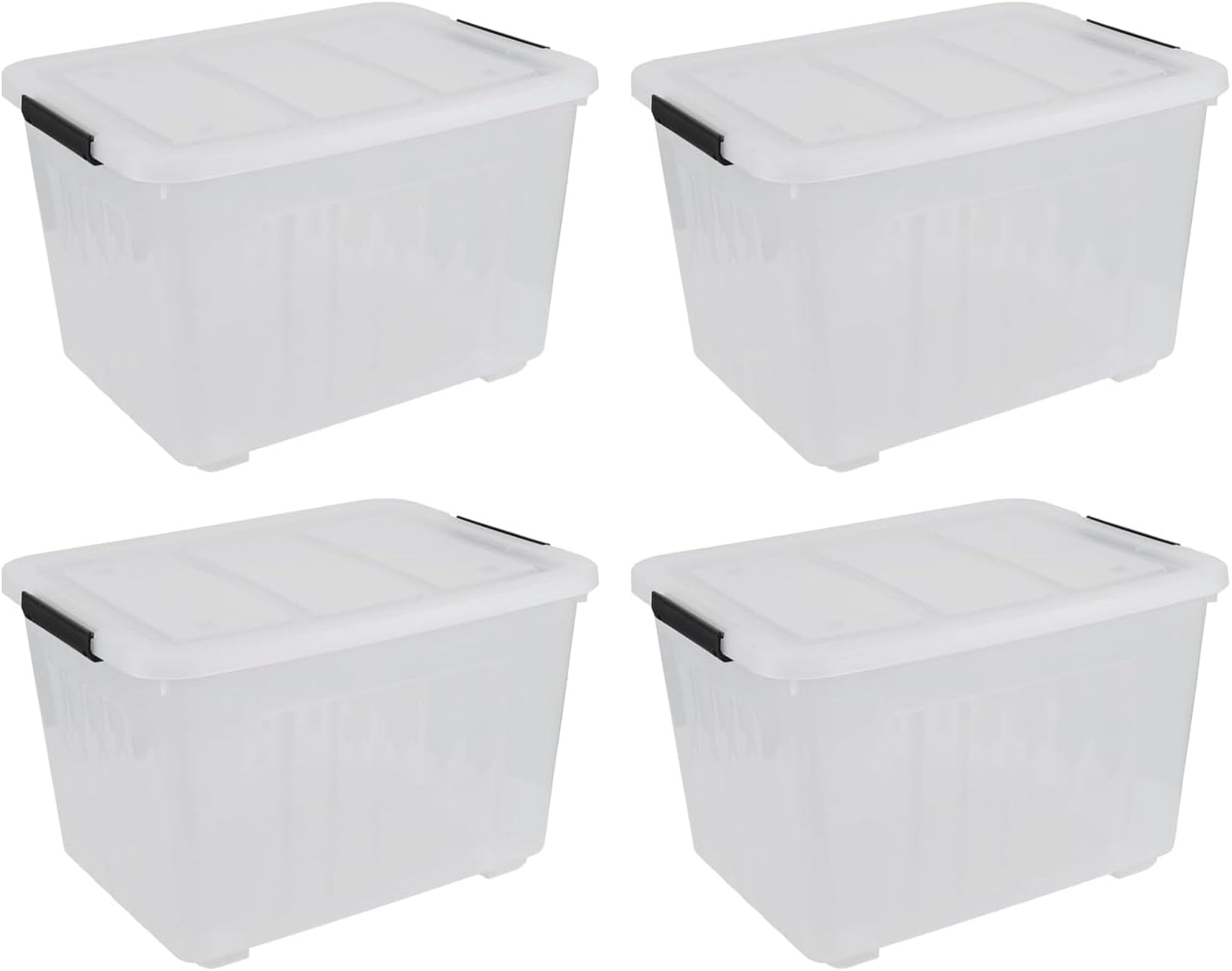 70 Quart Clear Plastic Large Storage Box with Wheels, 4-Pack Plastic Storage Bins with Lids