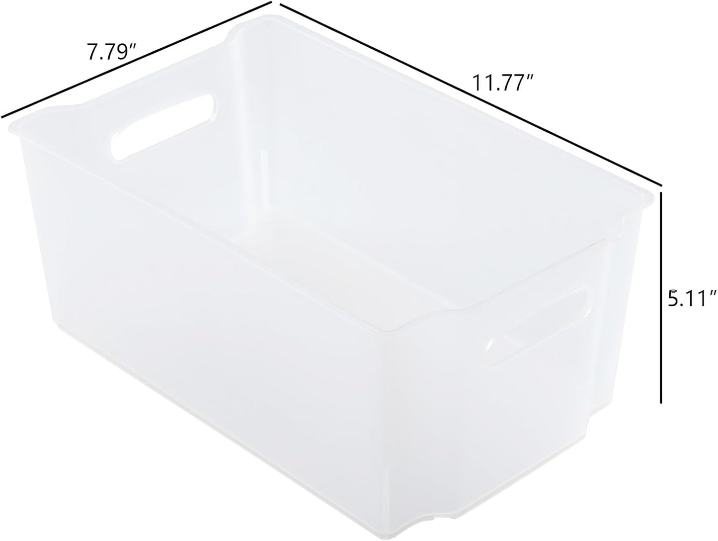 4-Pack Open Storage Organizing Bins, Matte Transparent Plastic Organizer Bins