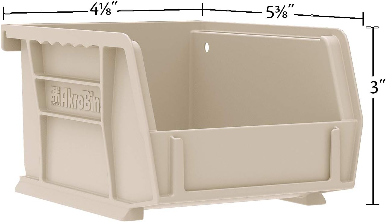 Akro-Mils 30210 AkroBins Plastic Storage Bins, Space-Saving Stackable Bins for Garage, Pantry, Craft Organization, 5-" x 4-" x 3-", Red, 24-Pack