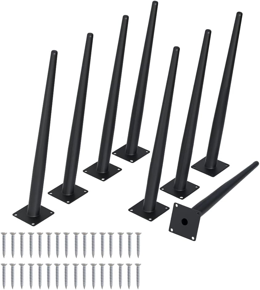 8PCS 16 Inch Matte Black Tapered Angled Legs for Furniture, Metal Mid Century Mordern Feet, Heavy Duty Slanted Stand Legs Kit for Couch, Coffee Table, Desk, Dresser, Sofa, Chair