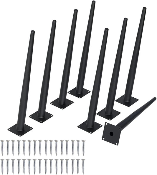 8PCS 16 Inch Matte Black Tapered Angled Legs for Furniture, Metal Mid Century Mordern Feet, Heavy Duty Slanted Stand Legs Kit for Couch, Coffee Table, Desk, Dresser, Sofa, Chair