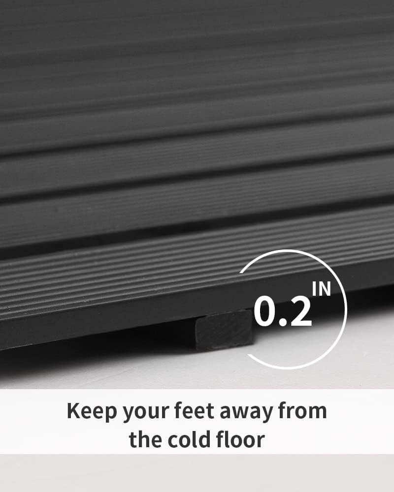 Shower-Mat Non Slip, PADOOR Heavy Duty Bathtub-Mat Curlable Quick Drain Sturdy Bath Tub Mat Without Suction Cups for Indoor Outdoor Use 17x26 Inch Black