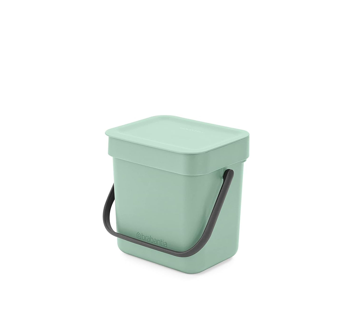 Brabantia Sort & Go Food Trash Can (0.8 Gal/Jade Green) Small Countertop Kitchen Compost Caddy with Handle & Removable Lid, Easy Clean