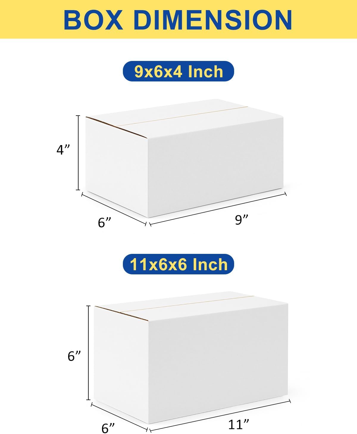 Assorted-Sizes-Shipping-Boxes-40-Pack: 9x6x4 & 11x6x6 Small-Shipping-Boxes-Mailers, White Corrugated-Cardboard-Boxes-for-Packing-Small-Business Mailing