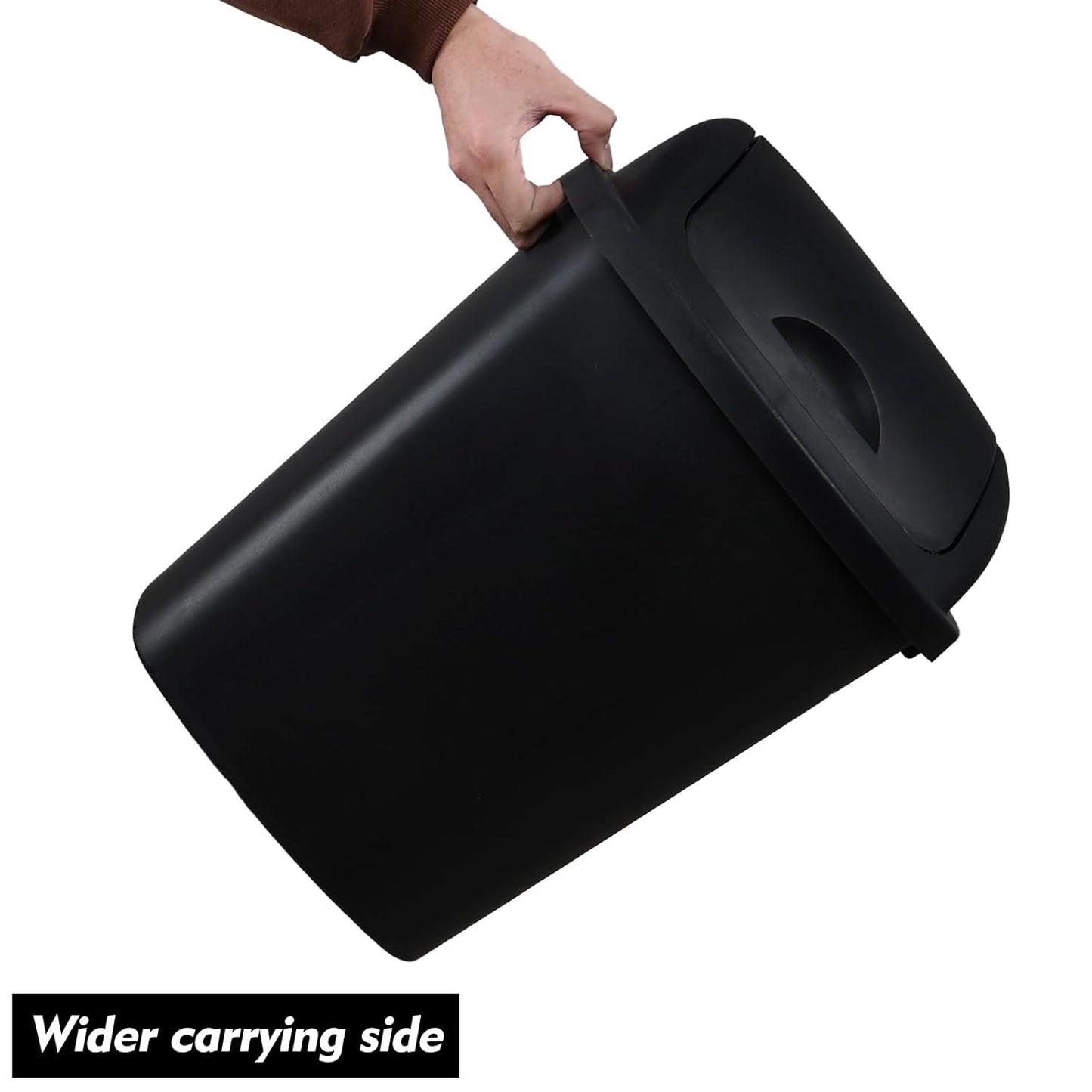 6 Gallon Swing Top Trash Can Outdoor and Indoor Recycle Bin, Plastic Garbage Can with Swing-Lid, Black, 4-Pack