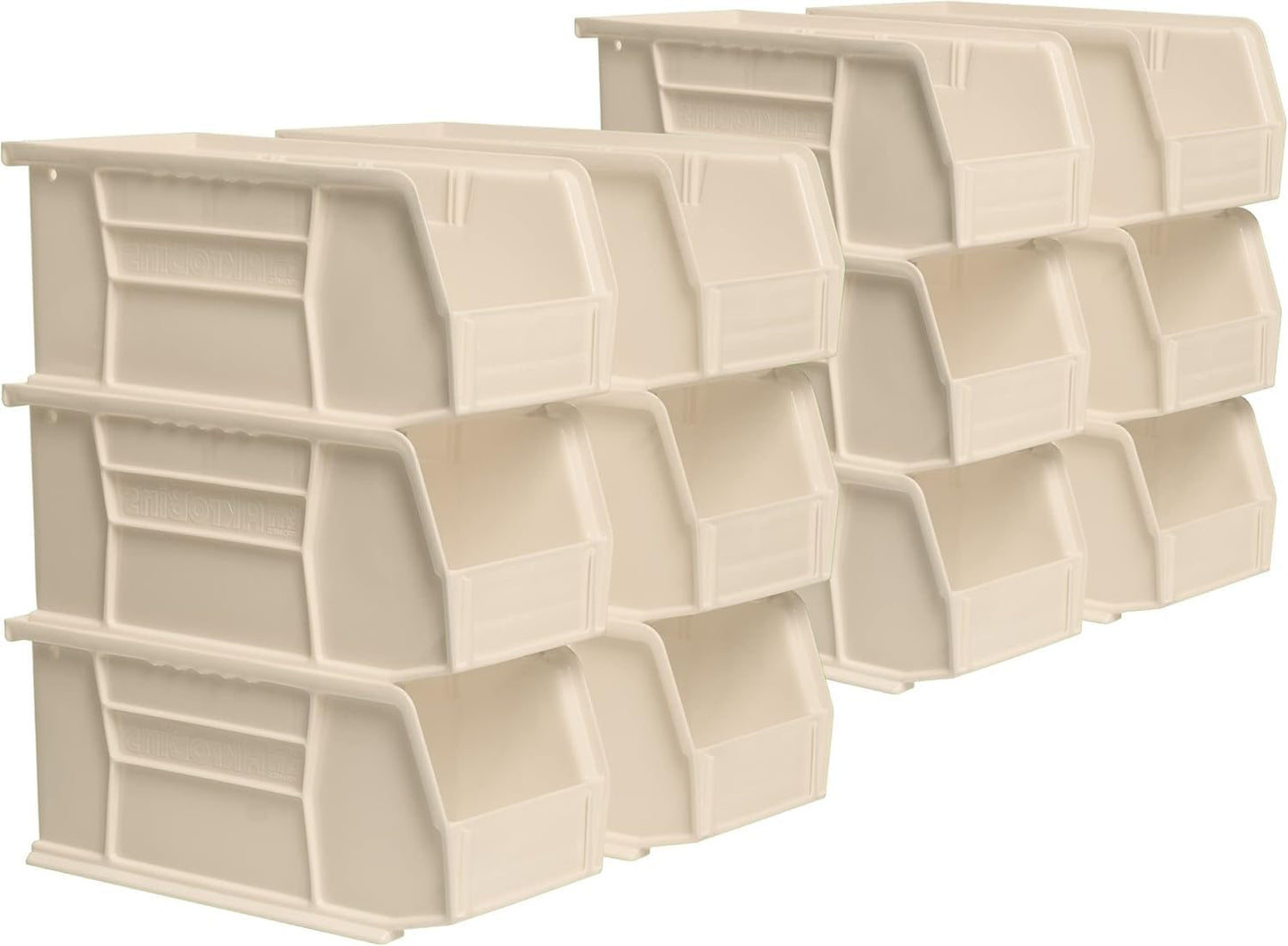 Akro-Mils 30230 AkroBins Plastic Storage Bins, Space-Saving Stackable Bins for Garage, Pantry, Craft Organization, 11-Inch x 5-Inch x 5-Inch, Stone, 12-Pack
