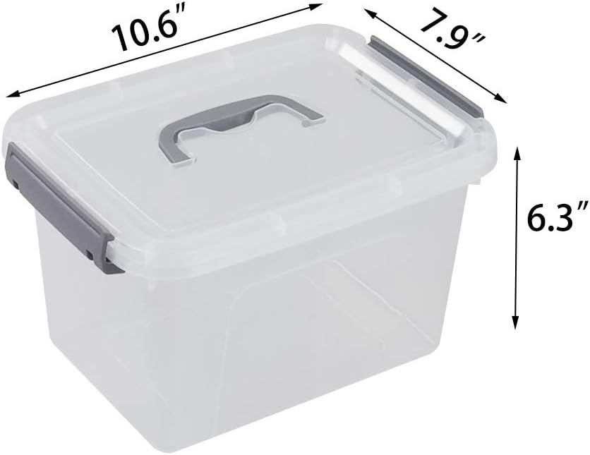 Bringer 6-Pack 5 L Clear Plastic Storage Box, Small Storage Latch Bin