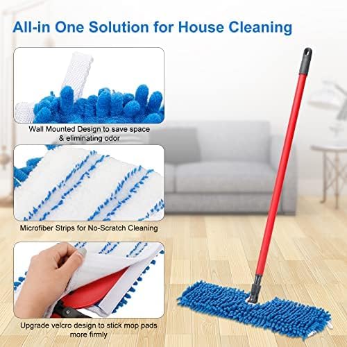2 Pack Thicken Mop Refills Head Compatible for O Ceda Dual Action Flip System, Microfiber Mop Head Replacements for Dry Wet Use, Machine Washable Double Sided Surfaces
