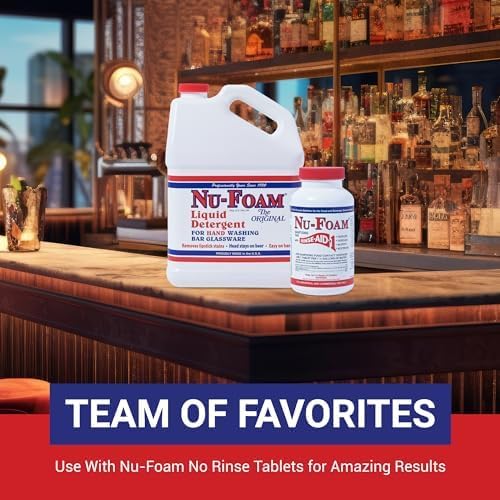 Nu-Foam Sanitizing Tablets for Bar Glassware – Superior Rinse Aid - Hand Washing Bar, Tavern, Brewery Supplies - Spotless Serving Glasses -2 Pack 200 Tablets - Makes 1,200 Quarts Sanitizing Solution
