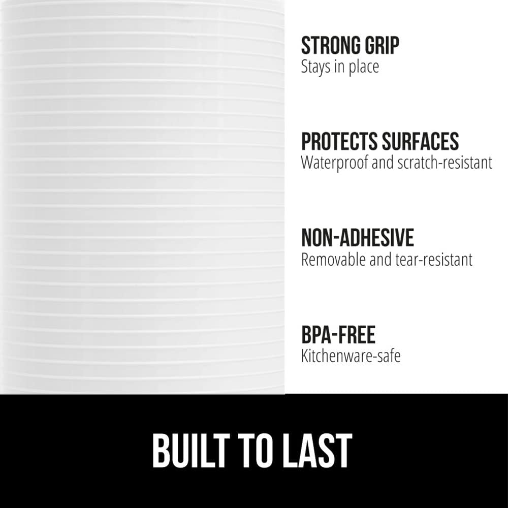 GORILLA GRIP DuraGuard Shelf Liner, Non-Adhesive Cabinet Liners for Kitchen Drawers, Shelves, Refrigerator, Pantry Storage, Bathroom Closet, Durable Waterproof BPA Free Ribbed Plastic, 12x20 White