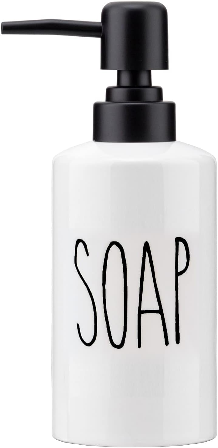 FE Soap Dispenser, 10oz Ceramic Liquid Soap Dispenser for Bathroom Countertop with Plastic Pump(SOAP)