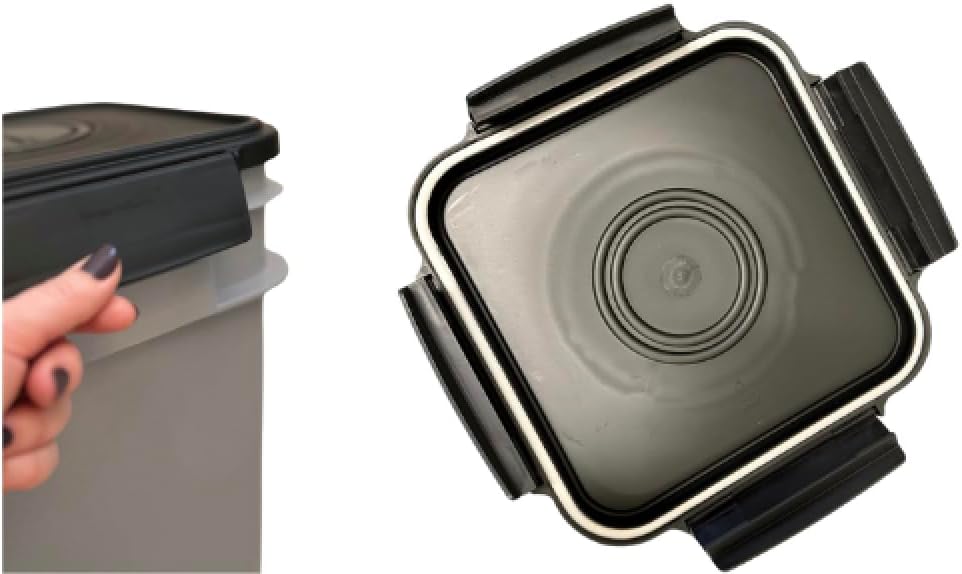 House Naturals 4 Gallon Square Food Grade Bucket Pail with Plastic Handles and Lid (Pack of 3) Made in USA containers (Red - Black lids)