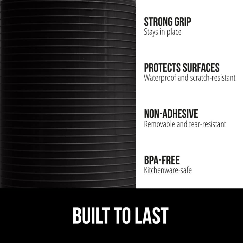 GORILLA GRIP DuraGuard Shelf Liner, Non-Adhesive Cabinet Liners for Kitchen Drawers, Shelves, Refrigerator, Pantry Storage, Bathroom Closet, Durable Waterproof BPA Free Ribbed Plastic, 12x20 Jet Black