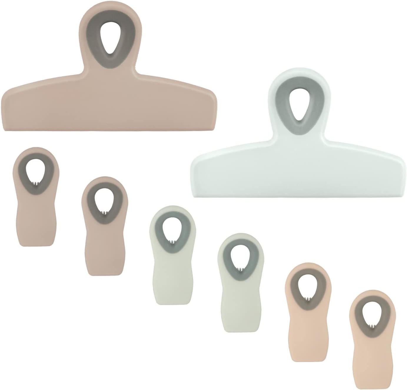 COOK WITH COLOR Bag Clips - Heavy Duty Chip Clip and Refrigerator Magnet Clips for Food Storage with Air Tight Seal Grip, Mint and Grey, Pack of 8