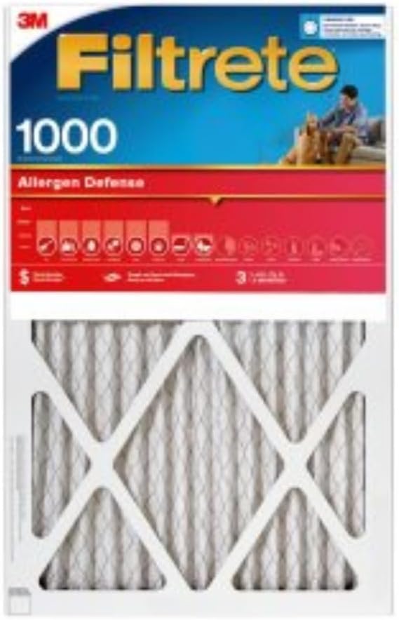 Filtrete 16x24x1 AC Furnace Air Filter, MERV 11, MPR 1000, Micro Allergen Defense, 3-Month Pleated 1-Inch Electrostatic Air Cleaning Filter, 4 Pack (Actual Size 4-Pack 23.813x15.813x0.656 in)