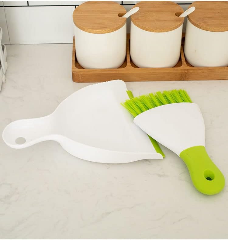 Dust pan Broom Brush Dustpan - Small Broom and Dustpan Set,Mini Broom and Dustpan,Small Dustpan and Brush Set for Home Cleaning, Sofa, Desk, Guinea Pig Cage, Cat Litter etc.（Light Green）