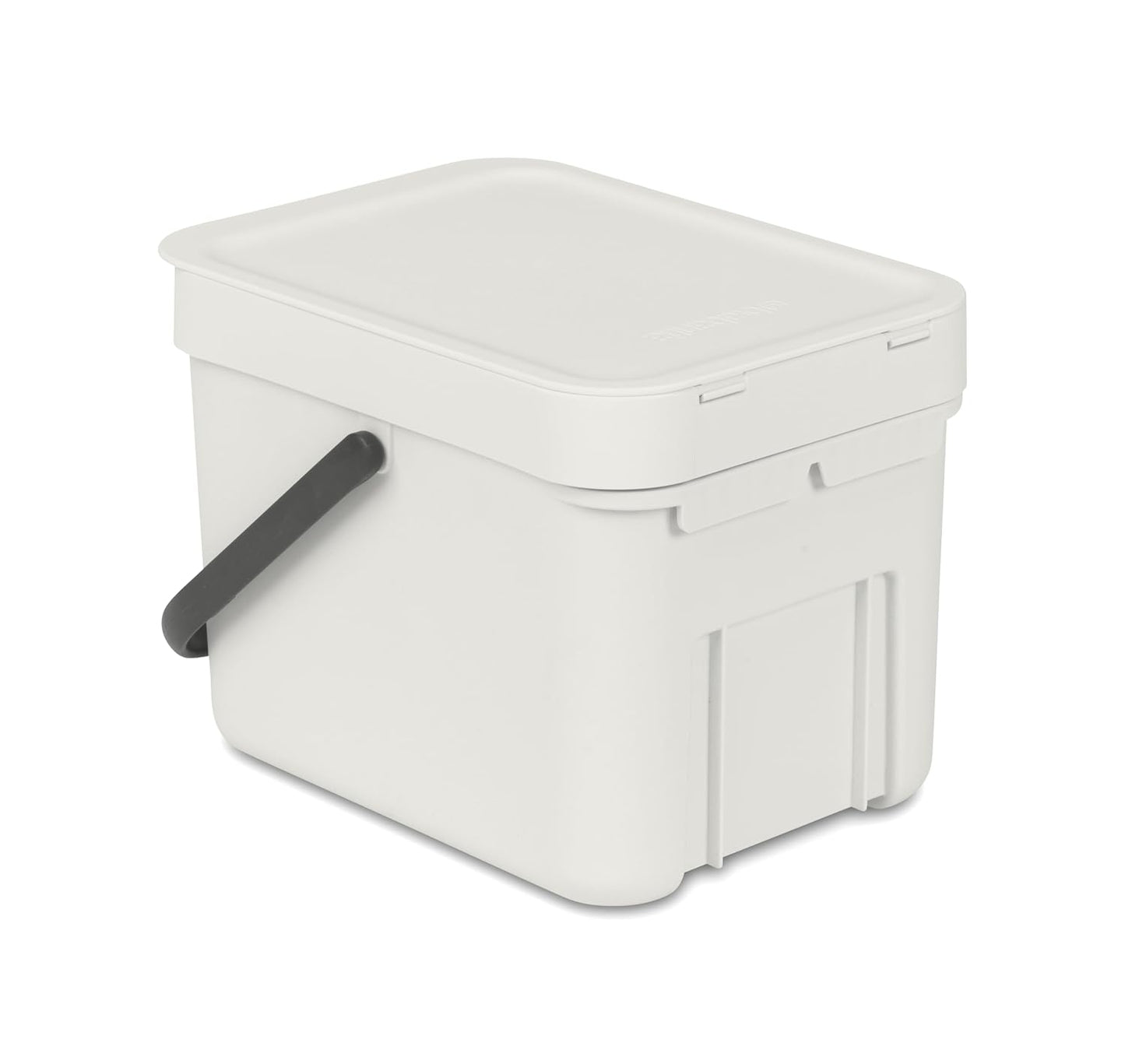 Brabantia Sort & Go Food Trash Can (1.6 Gal/Light Gray) Small Countertop Kitchen Compost Caddy with Handle & Removable Lid, Easy Clean, Fixtures Included for Wall/Cupboard Mounting
