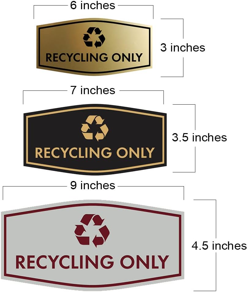 Fancy Recycling Only Sign (Navy Blue/Gold) - Small