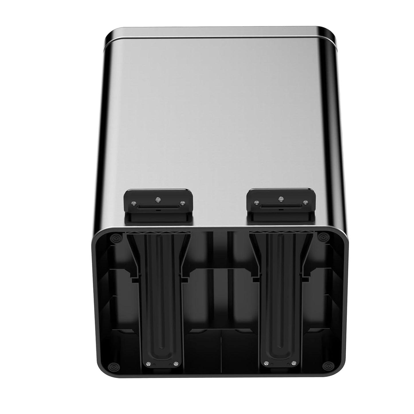 2 x 4 Gal (2 x 15L) Trash Can, Stainless Steel Triple Compartment Step-On Recycling Bin with Soft-Close Lids & Removable Plastic Inner Buckets for Kitchen, Home, Office