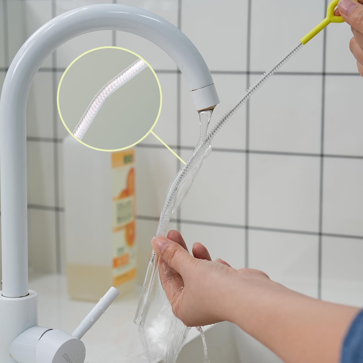 Straw Clean Brush Extra Long 12 Inch Straw Tube Brushes for Cleaning, Reusable Drinking Straw Cleaner Brush Set, Glass Pipe Cleaning Brush