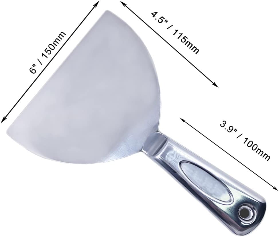 Flex All Stainless Steel Joint Knife Putty Scraper,6-Inch Professional Grade 420 stainless steel, All-Metal, Precision Ground Edge Putty Knife Tape Knife (6")