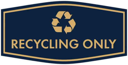 Fancy Recycling Only Sign (Navy Blue/Gold) - Small
